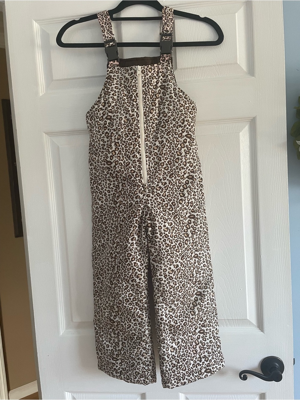 London Fog Kids Leopard Print Snow Bib Overalls-Size 5-6